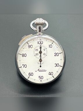Rare Vintage Swiss Minerva 7-Jewel Mechanical Stopwatch/Timer with Chain - Excel